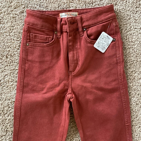 Free People High Rise Red Skinny Jeans - Picture 6 of 9